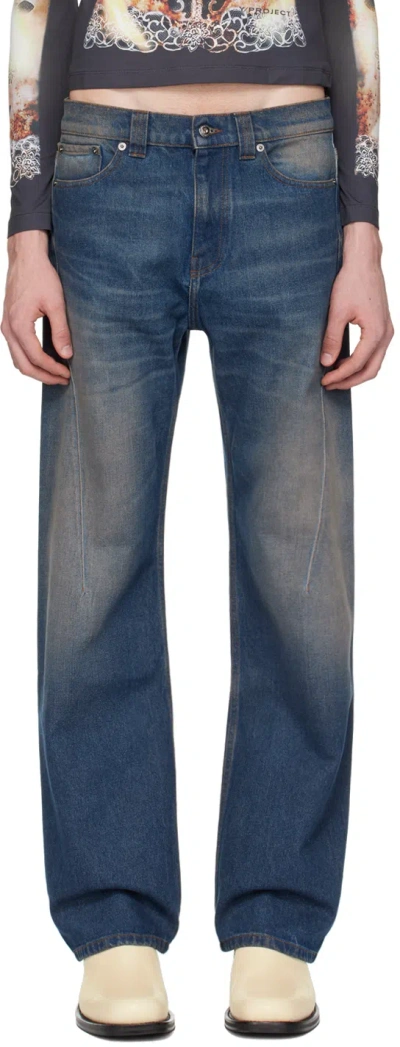 Y/project Ssense Exclusive Indigo 'paris' Best' Jeans In Vintage Navy