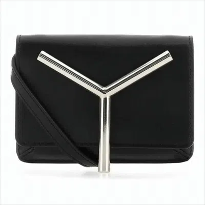 Y/project Structured Black Leather Crossbody Bag In White