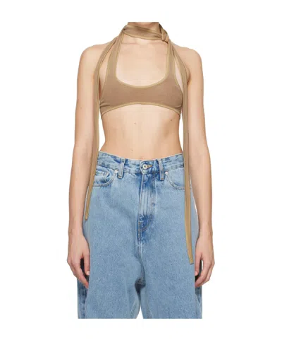 Y/project Tan Multi-scarf Bralette In Neutral