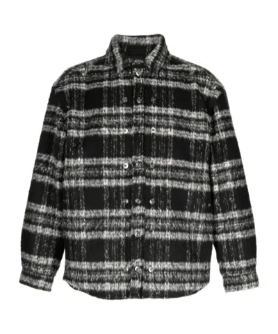 Y/project Textured Stripe-pattern Shirt Jacket In Black