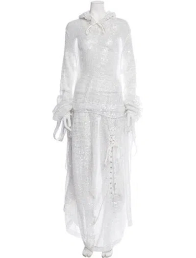 Pre-owned Y/project Tie Neck Long Dress In White