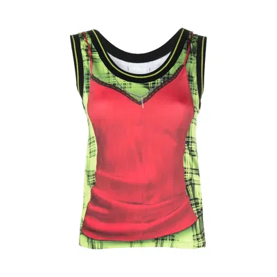 Pre-owned Y/project Trompe L'oeil Lingerie Tank Top 'red/green' | Women's Size 34