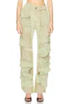 Y/project Velcro Multi Panel Straight Leg In Light Green