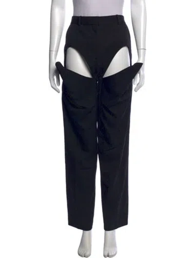 Pre-owned Y/project Virgin Wool Straight Leg Pants In Black