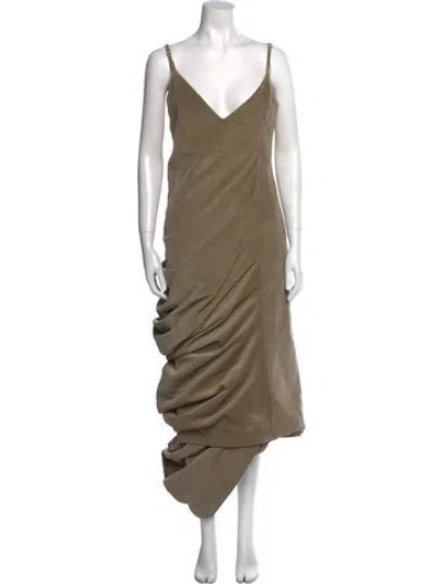 Pre-owned Y/project V-neck Long Dress In Green