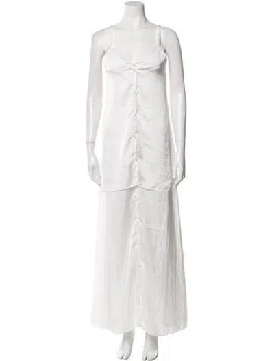 Pre-owned Y/project V-neck Long Dress In White