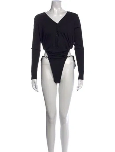 Pre-owned Y/project V-neck Long Sleeve Bodysuit In Black