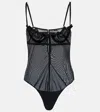 Y/project Wire Brasier Mesh Bodysuit In Black