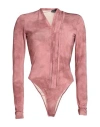 Y/project Woman Bodysuit Antique Rose Size 6 Viscose, Elastane In Pink