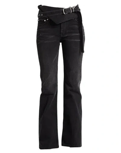 Y/project Belted Bleached Low-rise Flared Jeans In Black