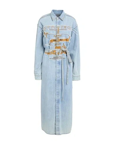 Y/project Woman Maxi Dress Blue Size M Cotton, Recycled Cotton