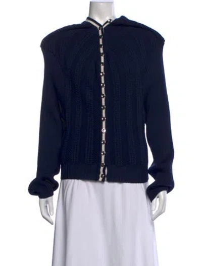 Pre-owned Y/project Wool Open Front Sweater In Blue