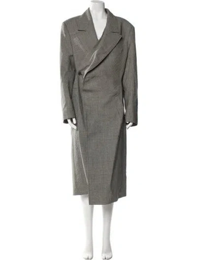 Pre-owned Y/project Wool Plaid Print Peacoat In Multi