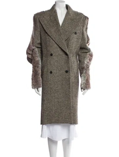 Pre-owned Y/project Wool Striped Faux Fur Coat In Multi