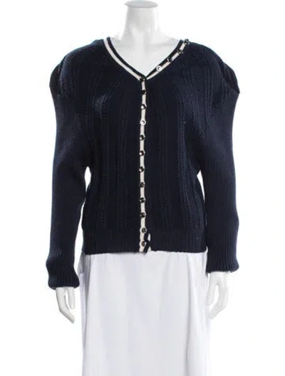 Pre-owned Y/project Wool V-neck Sweater In Blue