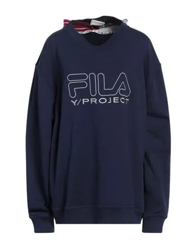 Y/project X Fila Woman Sweatshirt Navy Size Xl Cotton