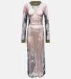 Y/project Pink Jean Paul Gaultier Edition Trompe L'oeil Maxi Dress In Light Pink/grey