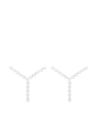 Y/project Y-shaped Mother-of-pearl Earrings In White
