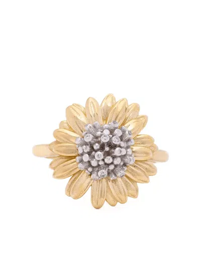 Yrusha Sunflower 14k Yellow Gold Ring In Blue