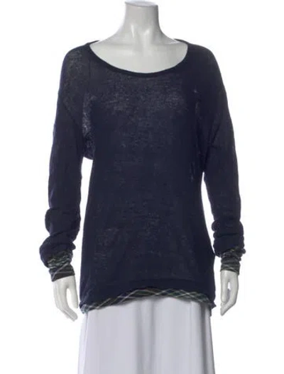 Pre-owned Y's 2010's Plaid Print Top In Blue