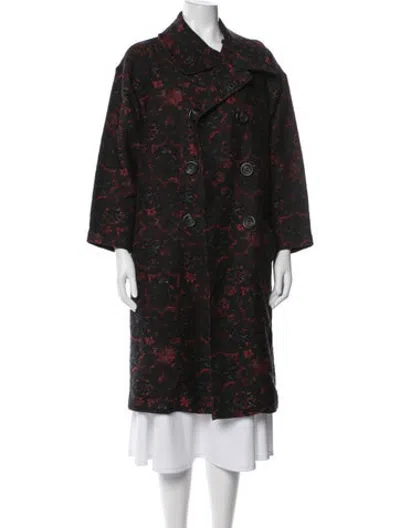 Pre-owned Y's 2016 Patterned Coat In Black