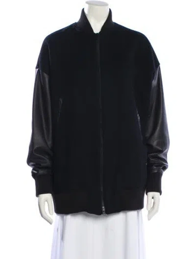 Pre-owned Y's 2016 Wool Bomber Jacket In Black