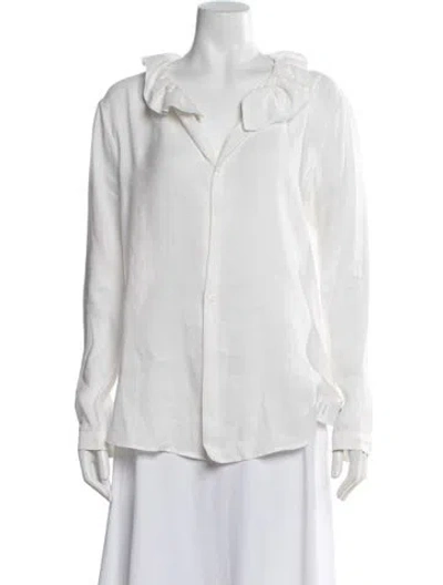 Pre-owned Y's 2017 Linen Button-up Top In White
