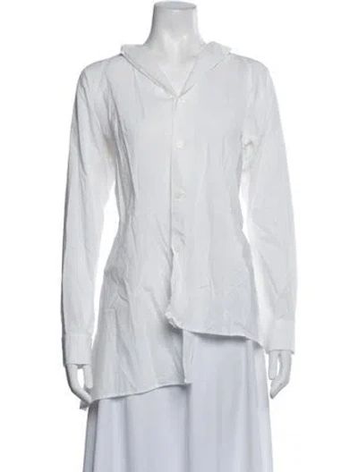 Pre-owned Y's 2018 Long Sleeve Button-up Top In White