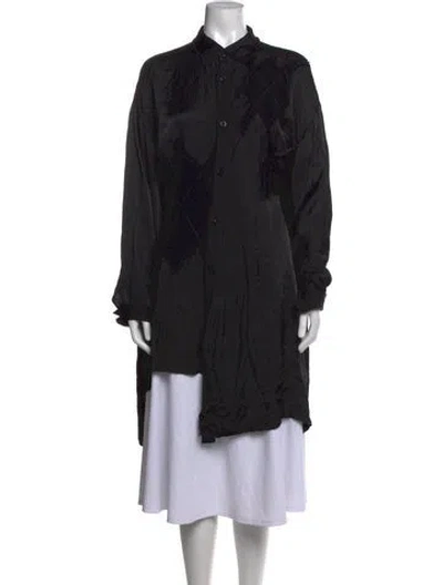 Pre-owned Y's 2022 Long Sleeve Button-up Top In Black
