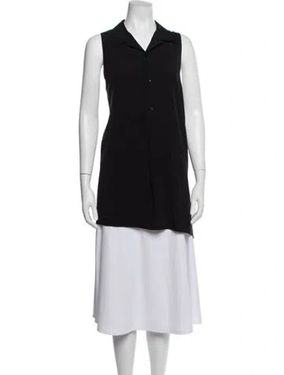 Pre-owned Y's 2024 Sleeveless Button-up Top In Black