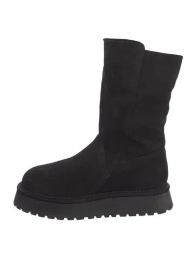 Pre-owned Y's 2025 Suede Boots In Black