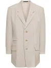 Y's 40 Linen Triple-stitch Panelled Jacket In Neutrals
