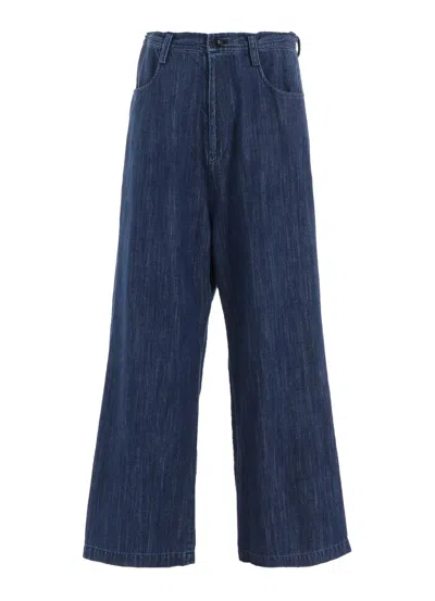 Y's 80oz Denim Long Straight Pants In Blue