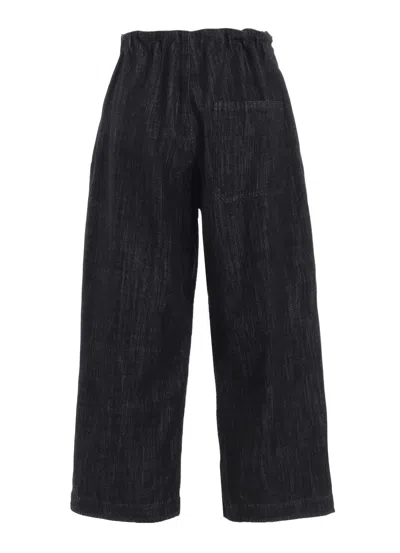 Y's 80oz Denim Straight String Pants In Blue