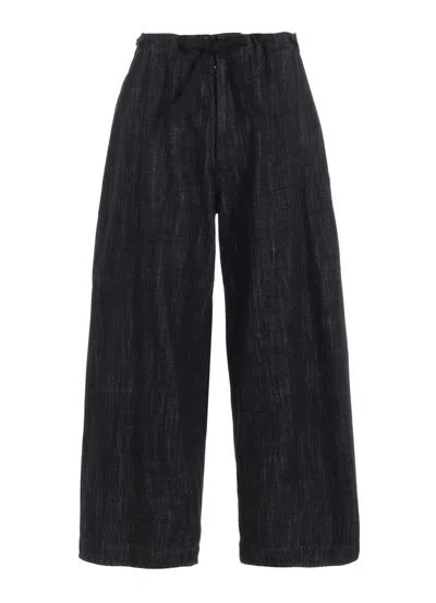 Y's 80oz Denim Straight String Pants In Blue