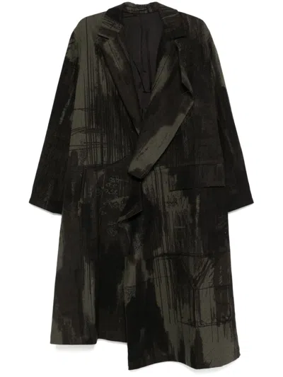 Y's Abstract Pattern Coat In Black