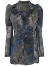 Y's Abstract-pattern Print Cotton-blend Blazer In Grey