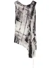 Y's Abstract-print Asymmetric Tank Top In Grau