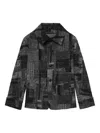 Y's Abstract-print Button Jacket In Gray