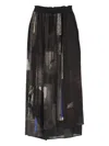 Y's Abstract-print Draped Skirt In Black