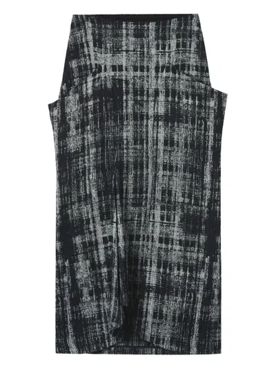 Y's Abstract-print Draped Skirt In Black