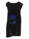 Y's Abstract-print Draped Top In Black