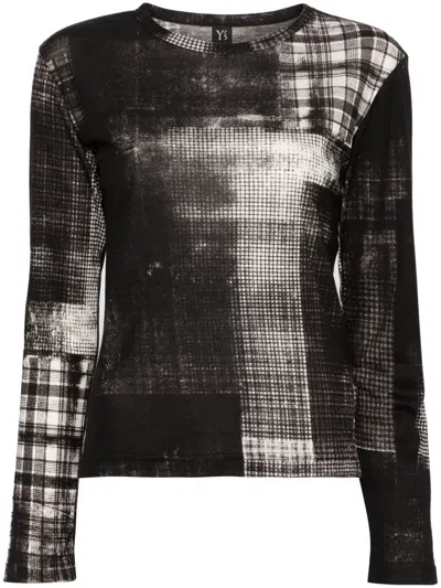 Y's Round Neck Long Sleeve T In White