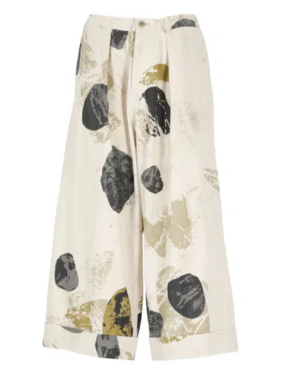 Y'S ABSTRACT-PRINT PLEATED TROUSERS