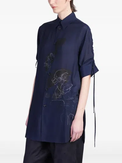 Y's Abstract-print Shirt In Blue