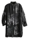 Y's Abstract-print Shirt Mini Dress In Black