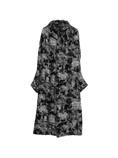 Y's Abstract-pattern Coat In Gray