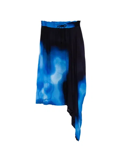 Y's Abstract-print Asymmetric Skirt In Blue