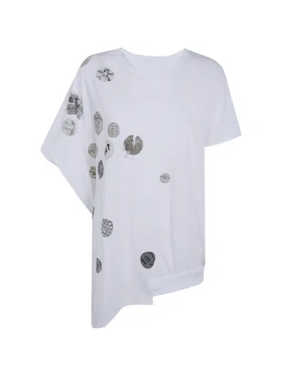 Y's Angel Asymmetric Graphic-print T-shirt In White