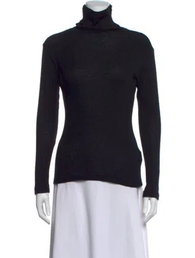 Pre-owned Y's Angora Turtleneck Sweater In Black